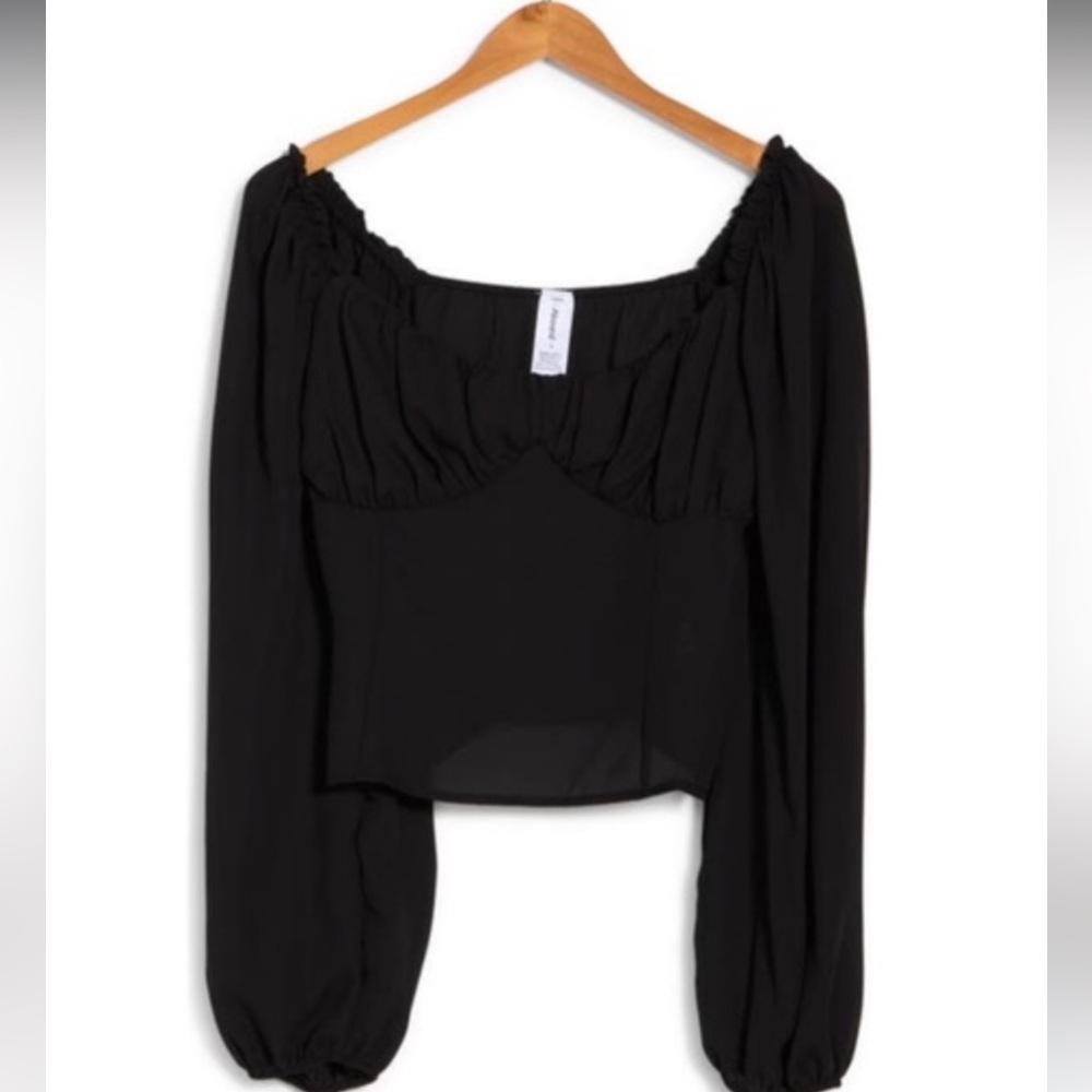 Abound Woven Bustier Long Sleeve Top